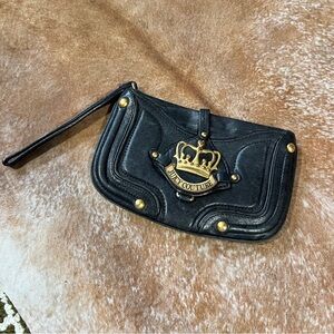Vintage Juicy Couture Black Leather Wristlet Bag